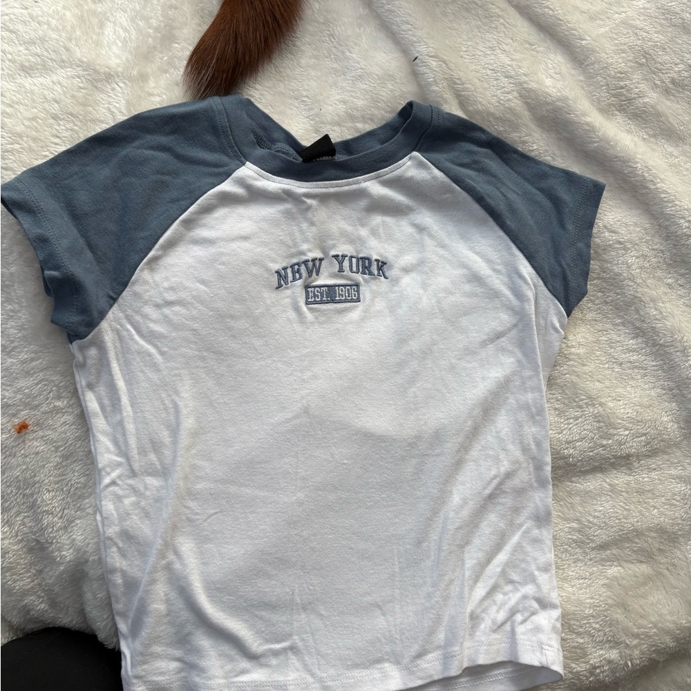 Women's Blue and White New York Tee
